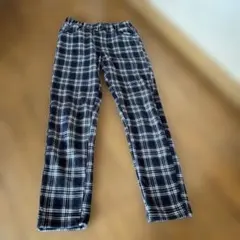 チェック柄ロングパンツ ブラック・ホワイト 150cm