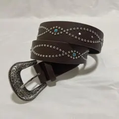 ウエスタンベルト　スタッズ ブラウン　ターコイズ　グランジ　ｙ2ｋ　アメカジ