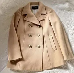 【美品 】INDIVI ベージュ ダブルブレスト ピーコート ショート丈