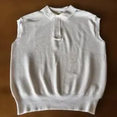 BEAMS HEART ノースリーブニットポロシャツ　ホワイト