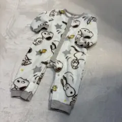 新品　スヌーピー　ロンパース 70〜80 ホワイト　モコモコ
