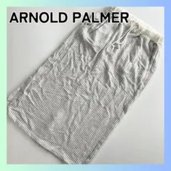 美品　アーノルドパーマー ロングニットスカート　グレー　ストライプ　Lサイズ