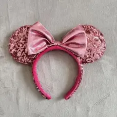 ディズニー ランド シー ミニーマウス カチューシャ スパンコール ピンク