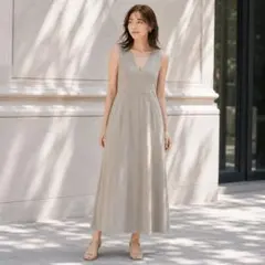 美品✨ザラ ワンピース スウェード ロング丈 Vネック ノースリーブ L 春