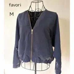 favori ネイビー Vネック ジャケット ブルゾン　ジップアップ　M