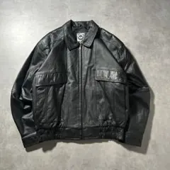 【NA】 ヴィンテージ レザー 本革 マルチポケット ショートブルゾンジャケット