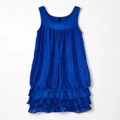 青色ノースリーブひざ丈ワンピース