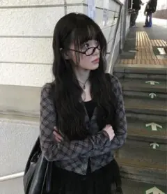 チェック柄スリムフィットカーディガン