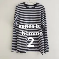 agnès b. hommeボーダー長袖カットソー2 グレー日本製美品