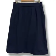 ミッシェルクラン 美品 フレアスカート 36 S 膝下丈 ブラック無地 シンプル