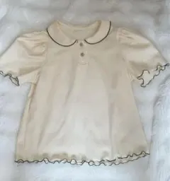 FRIFUL 配色パイピング襟 パフスリーブ リブニット Mのサムネイル