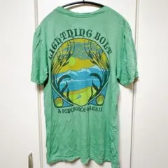ライトニングボルト Tシャツ クルーネック バックプリント M 緑 綿のサムネイル