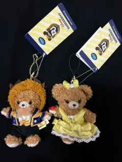 ディズニーユニベア 美女と野獣 バッチ付きキーチェーン＆ストラップ ペアセット
