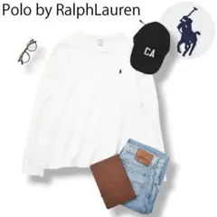 ラルフローレン 長袖 Tシャツ ロンT クルーネック カットソー L ホワイト