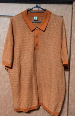 【希少】MEIASニットポロシャツ，サイズL-オレンジ