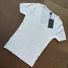 Calvin Klein リブ編み半袖ニット Mサイズ