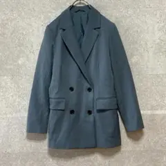 【GU】ジーユー（S）ダブルブレストテーラードジャケット＊裏地＊ブルー＊ポケット