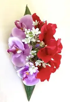 フラダンス タヒチアンダンス 髪飾り ヘアクリップ 造花 胡蝶蘭 紫陽花 薔薇
