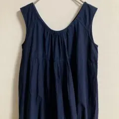 美品【45R】ノースリーブワンピース　size1　インディゴ　藍染め