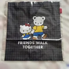 ハローキティ×familiar コラボ 黒系ファミリアチェック トートバッグ