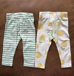 ベビー GAP レギンスパンツ 2本セット 80 れもん ボーダー