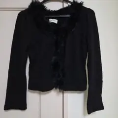ファー付きブラックカーディガン