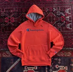 champion チャンピオン プリント プルオーバー パーカー オレンジ S