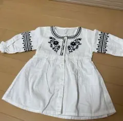 刺繍 長袖 ワンピース 80 花柄