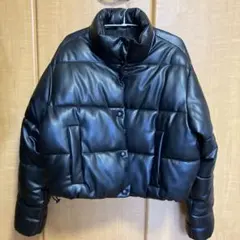zara ザラ　L ショート丈　フェイクレザー　ジャケット　クロップド