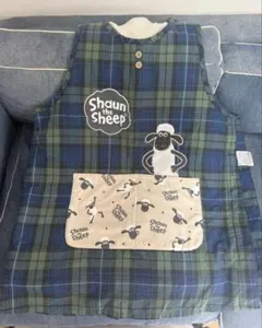 ひつじのショーンエプロン チェック柄　保育士