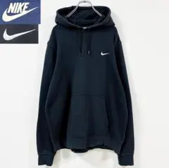 2XL　80s復刻タグ　ナイキ　ワンポイントスウッシュ刺繍フェードパーカー　黒