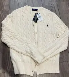 ポロラルフローレン)アイボリー ケーブルニットカーディガン