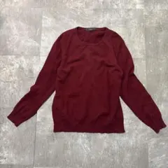 カシミヤ100% クルーネックニット ボルドー 長袖 セーター レディースのサムネイル
