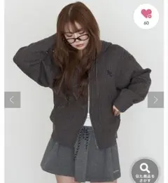 【新品、タグ付き】RAY CASSIN ケーブル胸刺繍パーカー ダークグレー