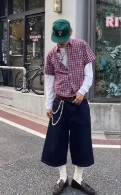 90s old uniqlo 半袖チェックシャツ 短丈