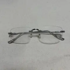 シルバー メタルフレーム 長方形レンズ メガネ