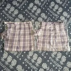 チェックスカートMサイズ スクールスカート風　お揃い　制服TDL ピンクパープル