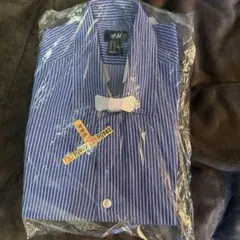 H&M シャツ ストライプ　ブルー