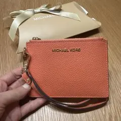 新品★MICHAEL KORS ピンクオレンジ カードケース小銭入れ