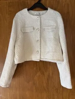 ホワイト ツイードジャケット