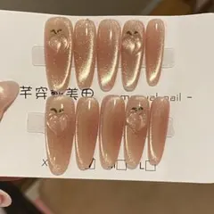 ラメ入りピンクハートネイルチップ 10個セット ロング