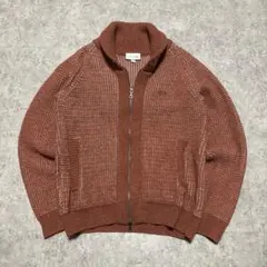 ラコステ　ドライバーズニット　ロゴ入り ツイード　ジップ　カーディガン　S