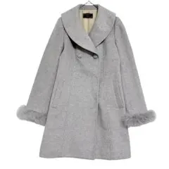 エニィスィス　アンゴラ混 ファーカフス ウールコート　【美品】　グレー