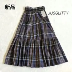 新品　ジャスグリッティー　ベルト付き裾フレアチェックスカート　1