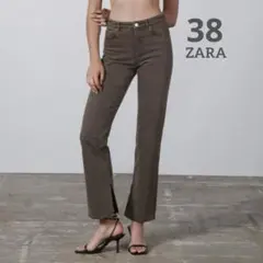 ZARA ハイライズデニムパンツ　ブラウン　新品未使用　38