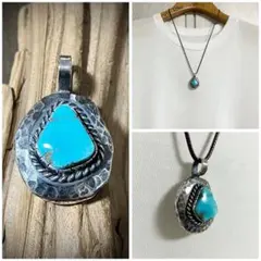 ローンマウンテン　ターコイズ　シルバー　ネックレス　# インディアンジュエリー ターコイズペンダント ローンマウンテンターコイズ By Geneva