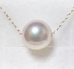 一粒パール ネックレス あこや本真珠 花珠8,7mm K18 ゴールドチェーン 