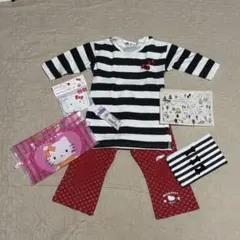 キティちゃんセット 長袖Tシャツ フレアパンツ ポーチ グッズ