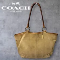 COACH コーチ Bleeker ストロー＆レザーショルダーバッグ カゴバッグ