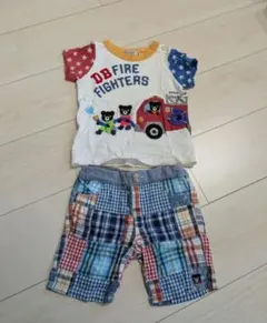 【週末値下げ】DOUBLE.B 消防車 Tシャツ ハーフパンツ セット80のサムネイル